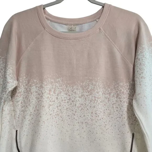 CALIA by Carrie Underwood Effortless Zip Peach White Sweatshirt Size Small - Picture 2 of 8